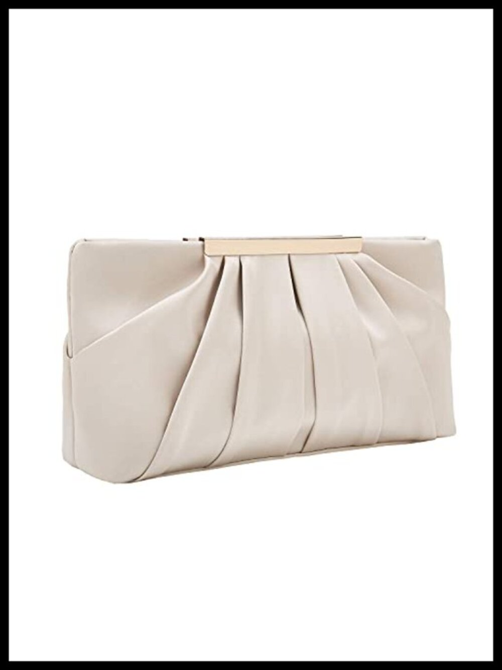Pleated Satin Evening Clutch with Detachable Chain Formal Handbag
